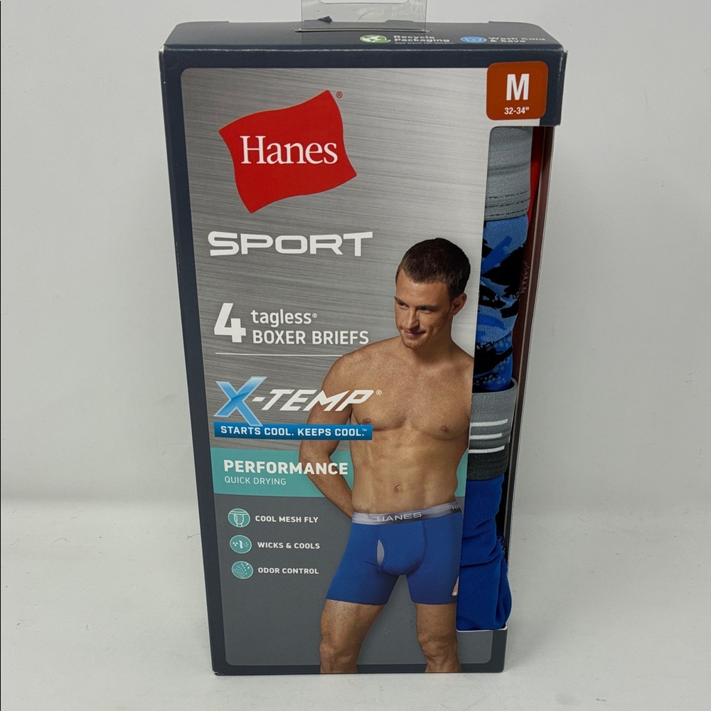 Hanes Ultimate Men's Performance Boxer Brief Underwear, X-Temp, Assorted 4-Pack